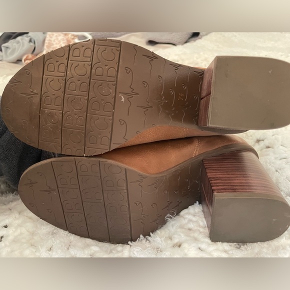 Brown leather open toe ankle boots - Picture 6 of 7